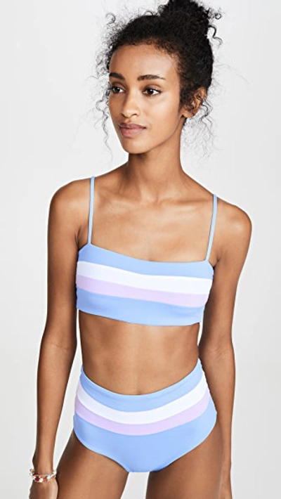 L*space Rebel Stripe Bikini Top In Peri Blue/white/lilac