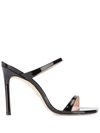 Stuart Weitzman Aleena Patent Slide High-heel Sandals In Black