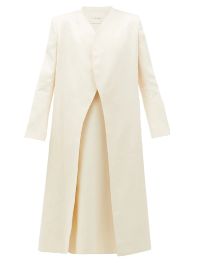 The Row Marion Curved-front Cotton-ottoman Coat In Ivory