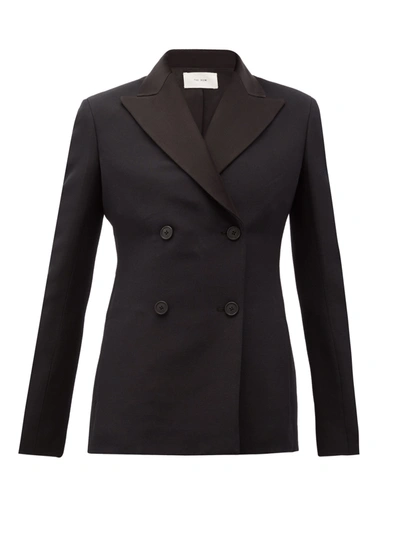 The Row Zori Double-breasted Wool-blend Faille Jacket In Black
