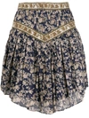 Isabel Marant Étoile Valerie Ornate-print Fluted Mini Skirt In Navy Blue