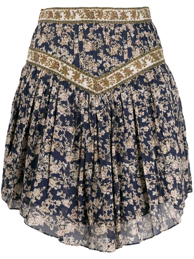 Isabel Marant Étoile Valerie Ornate-print Fluted Mini Skirt In Navy Blue