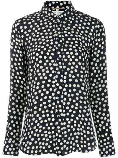 Saint Laurent Scatter Dot Silk Crepe De Chine Shirt In Blue/white