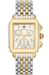 Michele Deco Diamond Chronograph Watch Head & Bracelet, 33mm In Yellow Gold