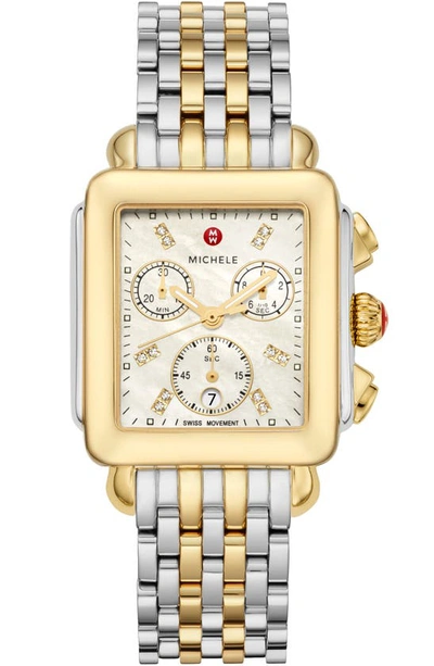 Michele Women's Deco 18k Yellow Gold & Diamond Chronograph Watch