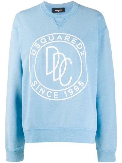 Dsquared2 Logo Detail Cotton Sweatshirt In Blue