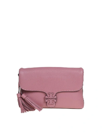 Tory Burch Mcgraw Fold-over Shoulder Bag In Pink Leather In Pink Magnolia