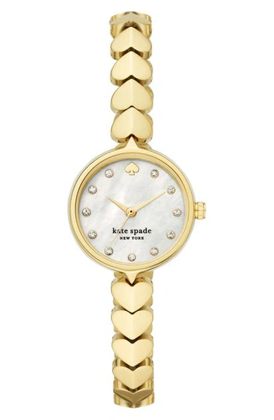 Kate Spade Women's Hollis Gold-tone Stainless Steel Bracelet Watch 24mm In Gold/ Mop/ Gold