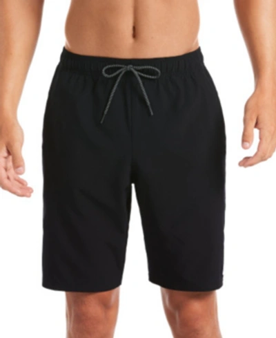 Nike Men's Contend Water-repellent Colorblocked 9" Swim Trunks In Black