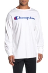 Champion Men's Big And Tall Script Long Sleeve Tshirt In White