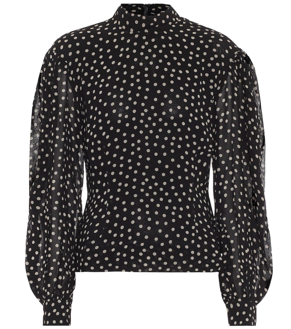 Ganni Printed Georgette Sleeveless Top In Black | ModeSens