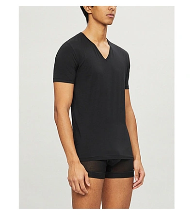 Zimmerli Pure Comfort Cotton-blend T-shirt In Black