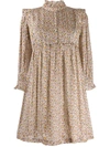 Ba&sh Deep Abstract-print Silk-blend Mini Dress In Neutrals