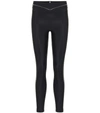 Adam Selman Sport Plunge Studded High-rise Jersey Leggings In Black