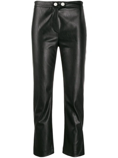 Pinko Faux Leather Cropped Trousers In Black