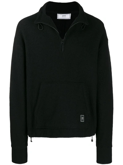 AMI ALEXANDRE MATTIUSSI BOILED WOOL SWEATSHIRT 