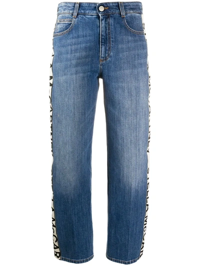 Stella Mccartney Rise Cropped Jeans With Monogram Bands In Blue
