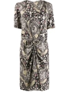 Isabel Marant Étoile Paisley Print Ruched Dress In Black