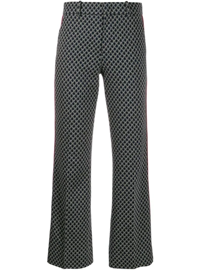 Gucci Monogram Print Bootcut Trousers In Blue