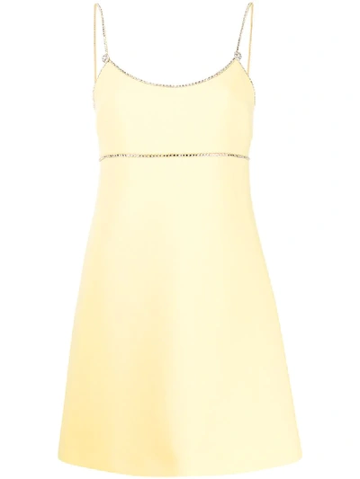 Miu Miu Crystal Embellished Mini Dress In Yellow