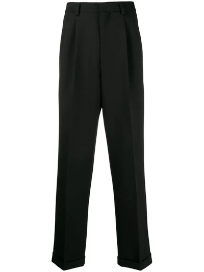 Ami Alexandre Mattiussi Wide-fit Pleated Trousers In Black