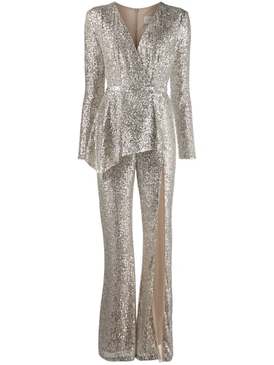 Loulou Sequin Embroidered Jumpsuit In Silver