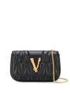 Versace Logo Plaque Mini Cross Body Bag In Black