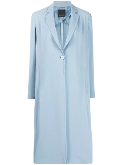 Pinko Side Split Single Breasted Coat In Blue