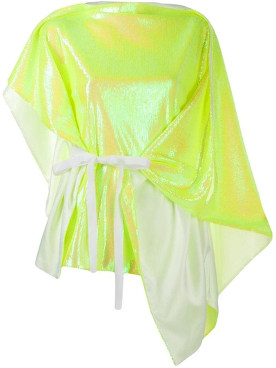 Mm6 Maison Margiela Sequin-embellished Draped Top In Yellow