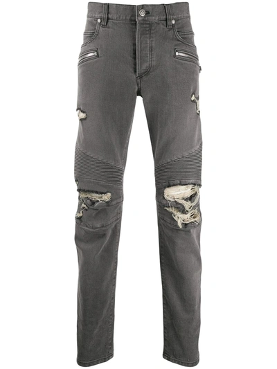 Balmain Jeans Slim-fit Effetto Vissuto In Grey