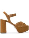 Prada Buckle-strap Platform Sandals In Neutrals