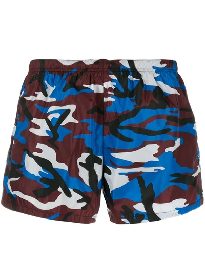 Prada Camouflage Swim Shorts In Red