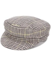 Isabel Marant Evie Plaid Baker Boy Hat In Yellow