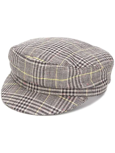 Isabel Marant Evie Plaid Baker Boy Hat In Yellow