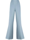 Pinko High Rise Wide Leg Trousers In Blue