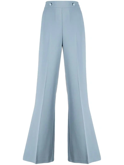 Pinko High Rise Wide Leg Trousers In Blue