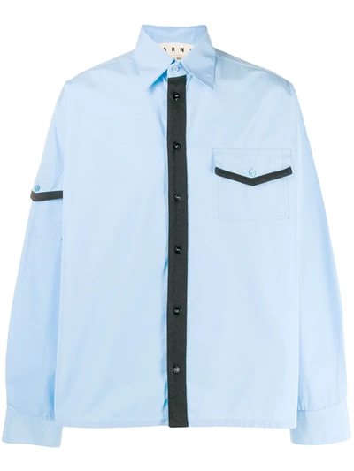 Marni Contrast Piped Trim Shirt In Blue