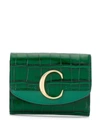 Chloé C Croc-effect Wallet In Green