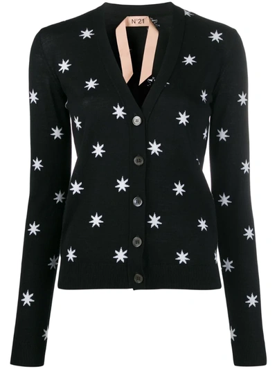 N°21 Star Print V-neck Cardigan In Black