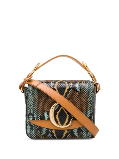 Chloé Mini  C Snake-effect Bag In Brown