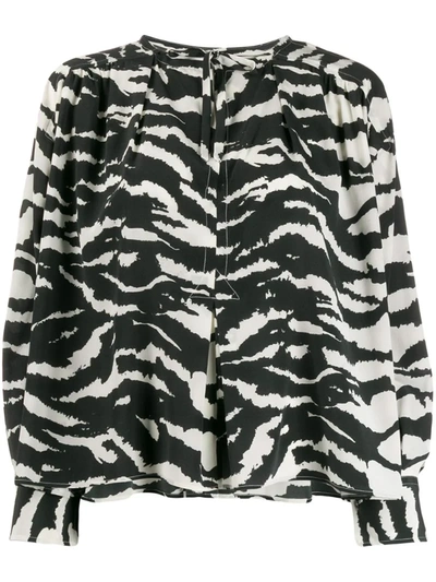 Isabel Marant Zebra-printed Tunic Top In Black