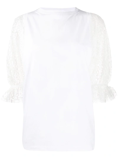 Givenchy Point D'esprit Sleeved T-shirt In White