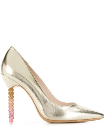 Sophia Webster Coco Crystal-beaded Heel Pumps In Gold