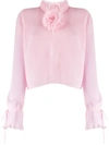 Marco De Vincenzo Pleated Flower Detail Blouse In Pink