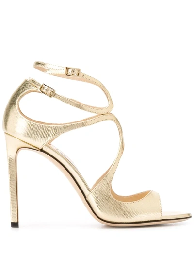 Jimmy Choo Lang 100mm Sandals In Gold