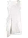 Y's Asymmetric Sleeveless Tunic In White
