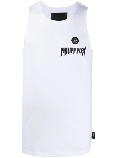 Philipp Plein Logo Plaque Printed Vest Top In White