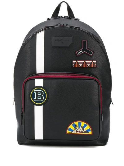 Bally Multi-patch Stripe Detail Backpack In Black