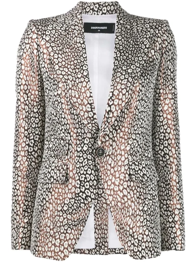 Dsquared2 Tailored Leopard Pattern Blazer In White