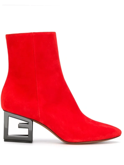 Givenchy G Heel Ankle Boots In Red
